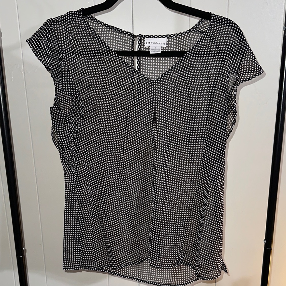 Liz Claiborne Black and White Patterned Blouse